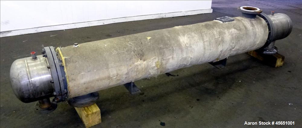 Used Doyle & Roth Shell & Tube Heat Exchanger, 238 Square Feet, Horizontal, Single pass, straight tube. 304 Stainless steel heads and tubes. Carbon steel shell. Shell and tubes rated 75 psi @ 400 deg...