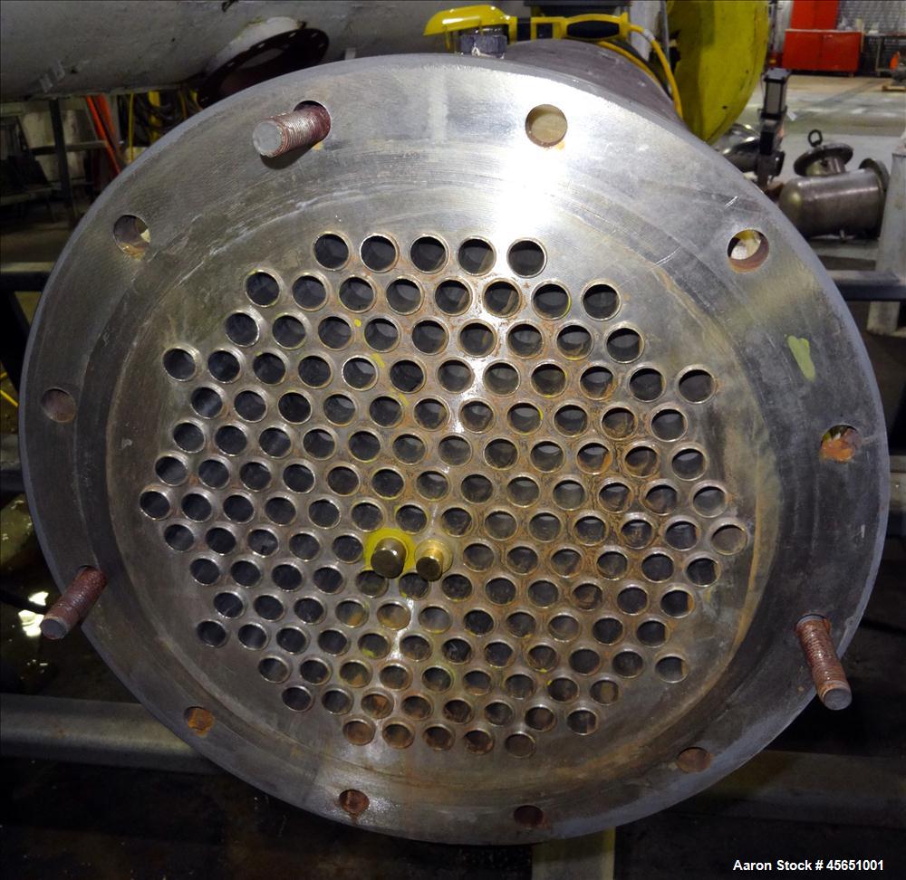 Used Doyle & Roth Shell & Tube Heat Exchanger, 238 Square Feet, Horizontal, Single pass, straight tube. 304 Stainless steel heads and tubes. Carbon steel shell. Shell and tubes rated 75 psi @ 400 deg...