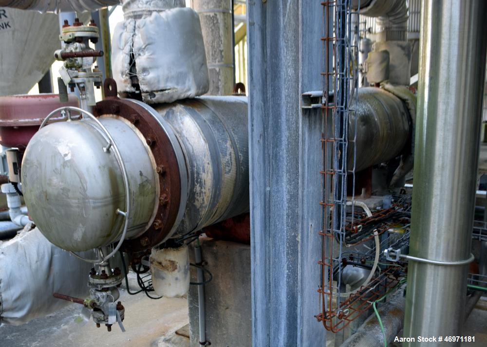 Used Doyle & Roth Shell & Tube Heat Exchanger, Approximate 169 Square Feet, Horizontal. Carbon steel shell rated 150 psi at -20 to 400 degrees F, (81) 1" diameter x 8' long 2205 duplex stainless stee...