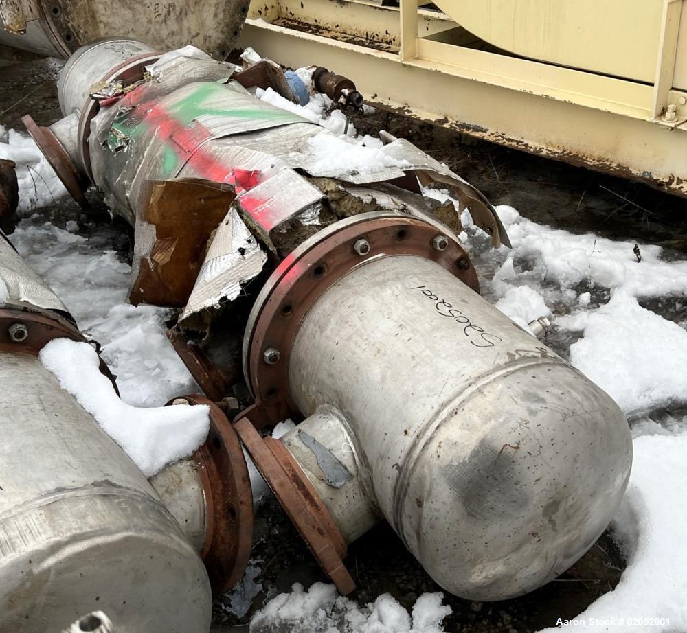Used Doyle & Roth Shell & Tube Heat Exchanger, Horizontal. Approximate 158.7 Square Feet. Carbon steel shell rated 150 psi/FV at -20 to 400 degrees F. (202) 304 Stainless steel 3/4" diameter x 4' lon...