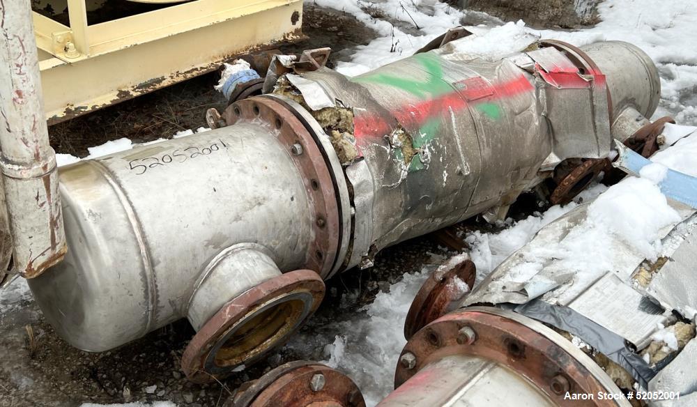 Used Doyle & Roth Shell & Tube Heat Exchanger, Horizontal. Approximate 158.7 Square Feet. Carbon steel shell rated 150 psi/FV at -20 to 400 degrees F. (202) 304 Stainless steel 3/4" diameter x 4' lon...