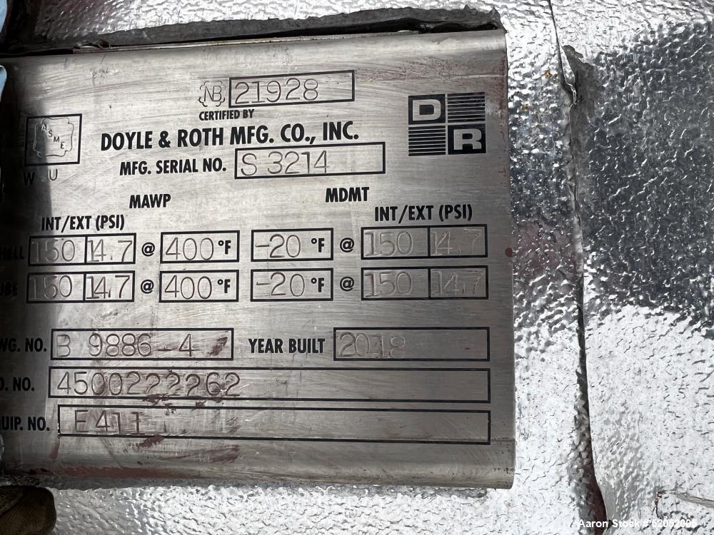 Used Doyle & Roth Shell & Tube Heat Exchanger