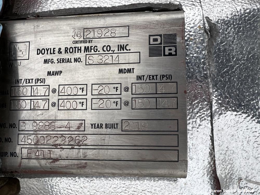 Used- Doyle & Roth Shell & Tube Heat Exchanger