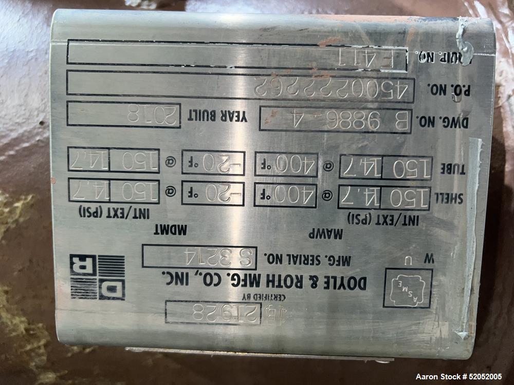 Used Doyle & Roth Shell & Tube Heat Exchanger