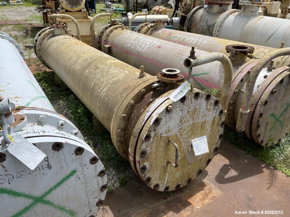 Used Doyle & Roth Shell & Tube Heat Exchanger, Horizontal. Approximate 1,115 Square Feet. Carbon steel shell rated 150 psi at -20 to 150 degrees F. (568) 304L Stainless steel 3/4" diameter x 10' long...