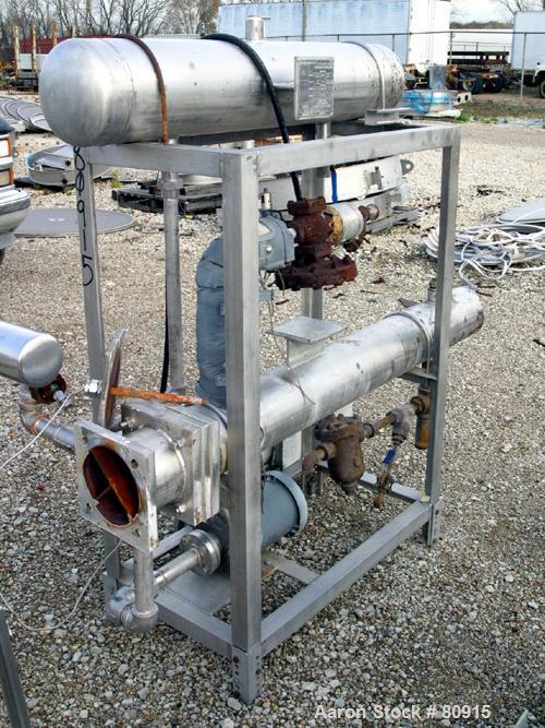 USED:Enfab 4 pass shell and tube heat exchanger, 12 sq ft, modelSA4C4, 316 stainless steel, horizontal. 316 stainless steel shellrated 150 psi at 350 deg F. Stainless steel head. (14) 3/4" diameterx ...
