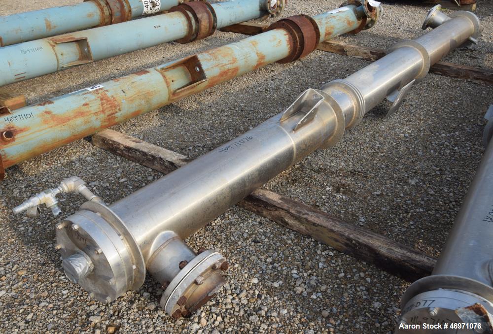 Used Enerquip Single Shell & Tube Heat Exchanger, 573 Square Feet, Model BEMV, 304L Stainless Steel, Vertical. 304L Stainless steel shell rated 150 psi at -20 to 375 degrees F. (394) 3/8" diameter x ...