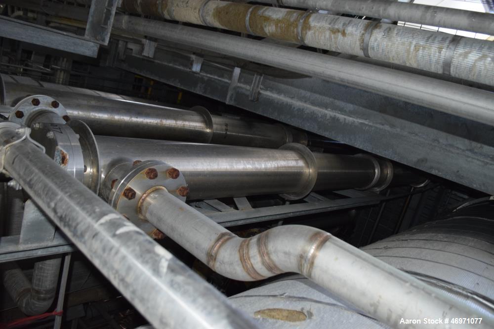 Used Enerquip Single Shell & Tube Heat Exchanger, 573 Square Feet, Model BEMV, 304L Stainless Steel, Vertical. 304L Stainless steel shell rated 150 psi at -20 to 375 degrees F. (394) 3/8" diameter x ...