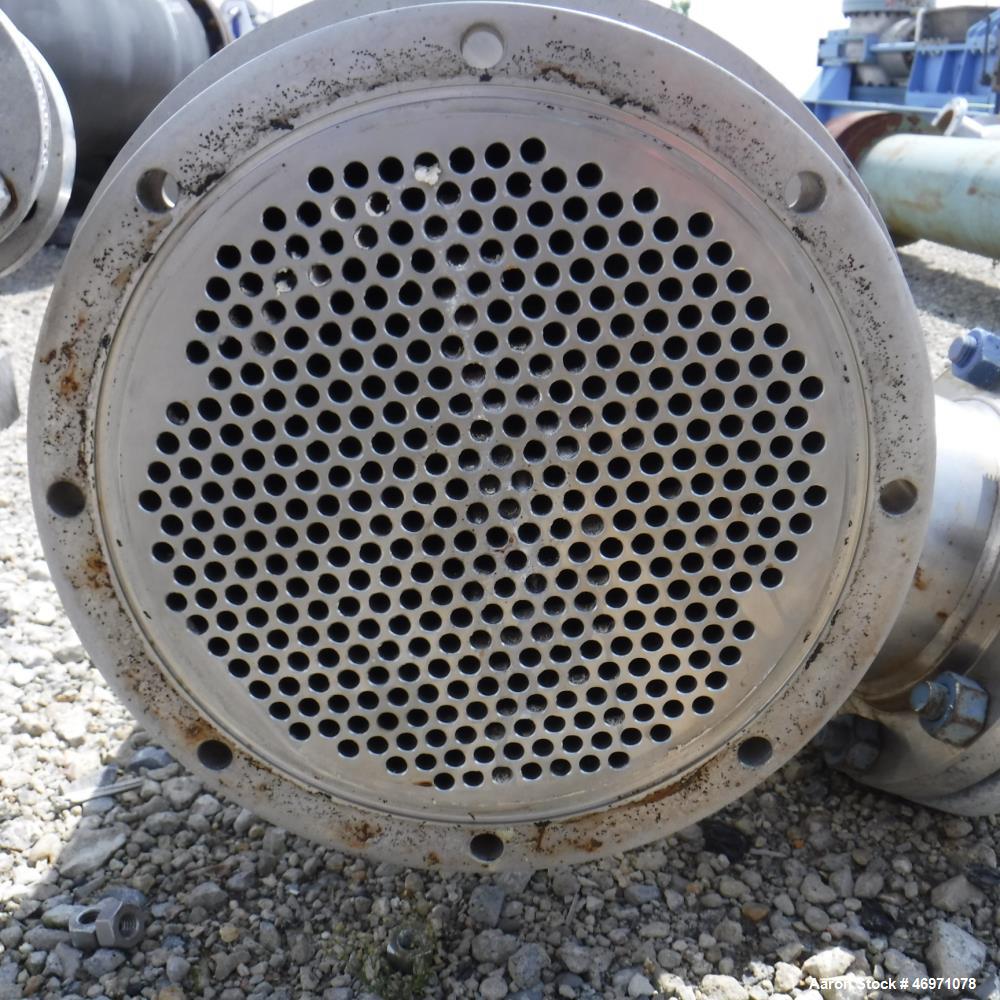Used Enerquip Single Shell & Tube Heat Exchanger, 573 Square Feet, Model BEMV, 304L Stainless Steel, Vertical. 304L Stainless steel shell rated 150 psi at -20 to 375 degrees F. (394) 3/8" diameter x ...