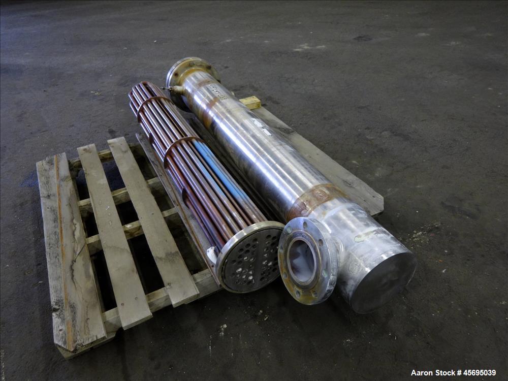 Used- Enerquip U" Tube Heat Exchanger, Approximately 40 Square Feet, Horizontal. 304L Stainless steel shell rated 150 psi at...