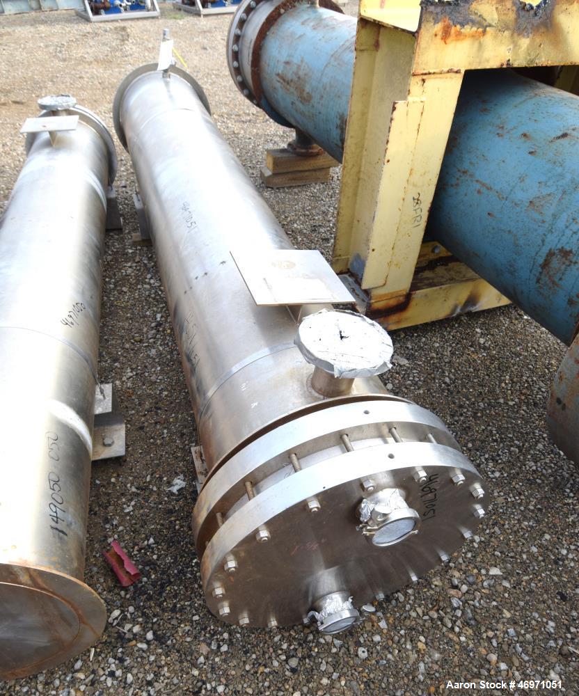 Used Enerquip U Tube Shell & Tube Heat Exchanger, Approximately 800 Square Feet, Model BEUH, Stainless Steel, Horizontal. 304L Stainless steel shell rated 150 psi at -20 to 300 degrees F. (354) 1/2" ...