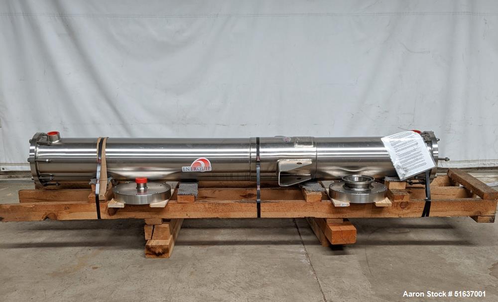 Unused- Enerquip Shell & Tube Heat Exchanger, Stainless Steel, Vertical. Approximate 132 square feet. 304L Stainless steel shell rated 150 psi at -20 to 375 degrees F. (126) 316L Stainless steel stra...
