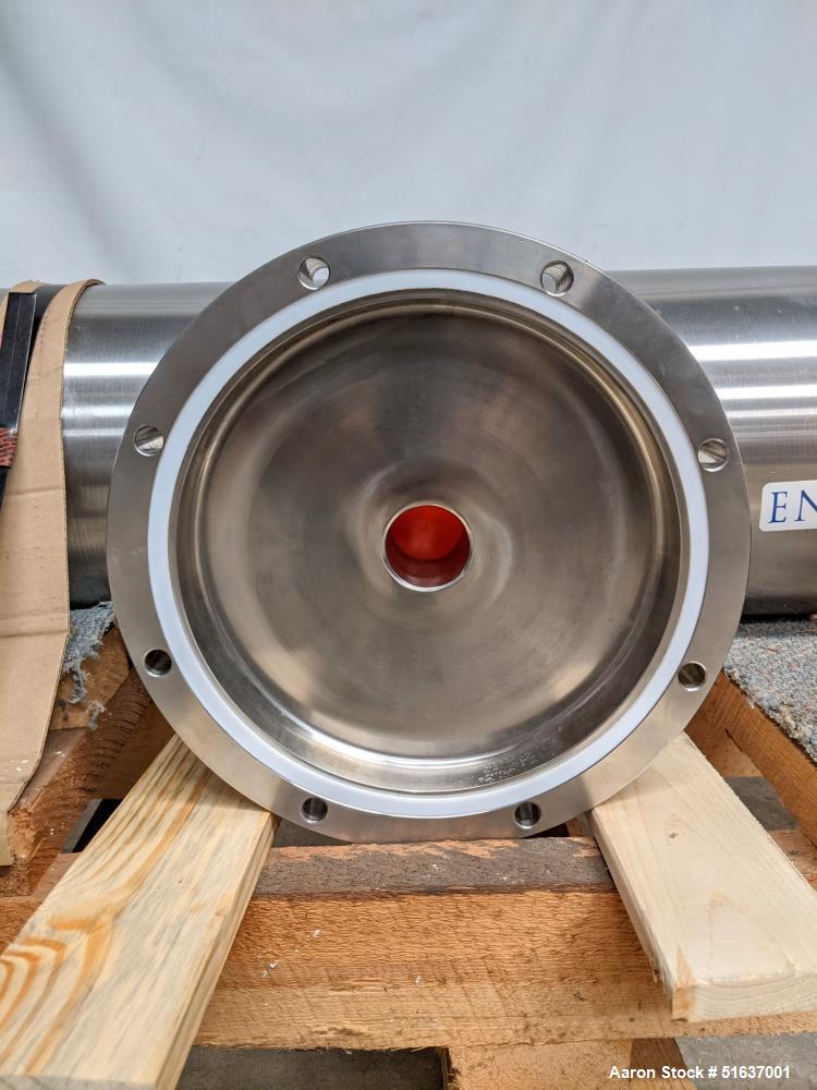 Unused- Enerquip Shell & Tube Heat Exchanger, Stainless Steel, Vertical. Approximate 132 square feet. 304L Stainless steel shell rated 150 psi at -20 to 375 degrees F. (126) 316L Stainless steel stra...
