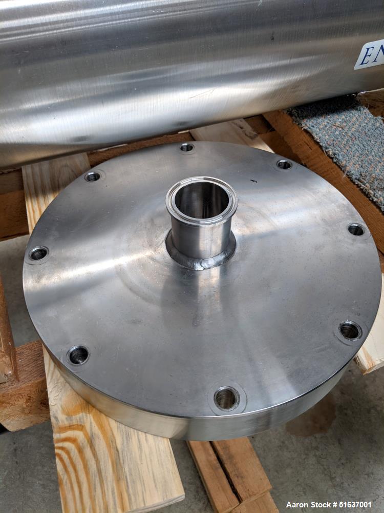 Unused- Enerquip Shell & Tube Heat Exchanger, Stainless Steel, Vertical. Approximate 132 square feet. 304L Stainless steel shell rated 150 psi at -20 to 375 degrees F. (126) 316L Stainless steel stra...