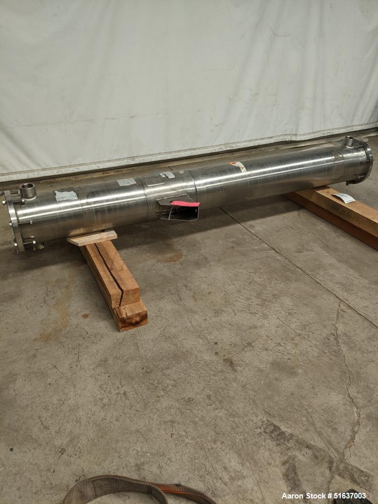 Used Enerquip Shell & Tube Heat Exchanger, 304L Stainless Steel, Vertical. Approximate 136 square feet. 304L Stainless steel shell rated 150 psi at -20 to 375 degrees F. (130) 304L Stainless steel st...