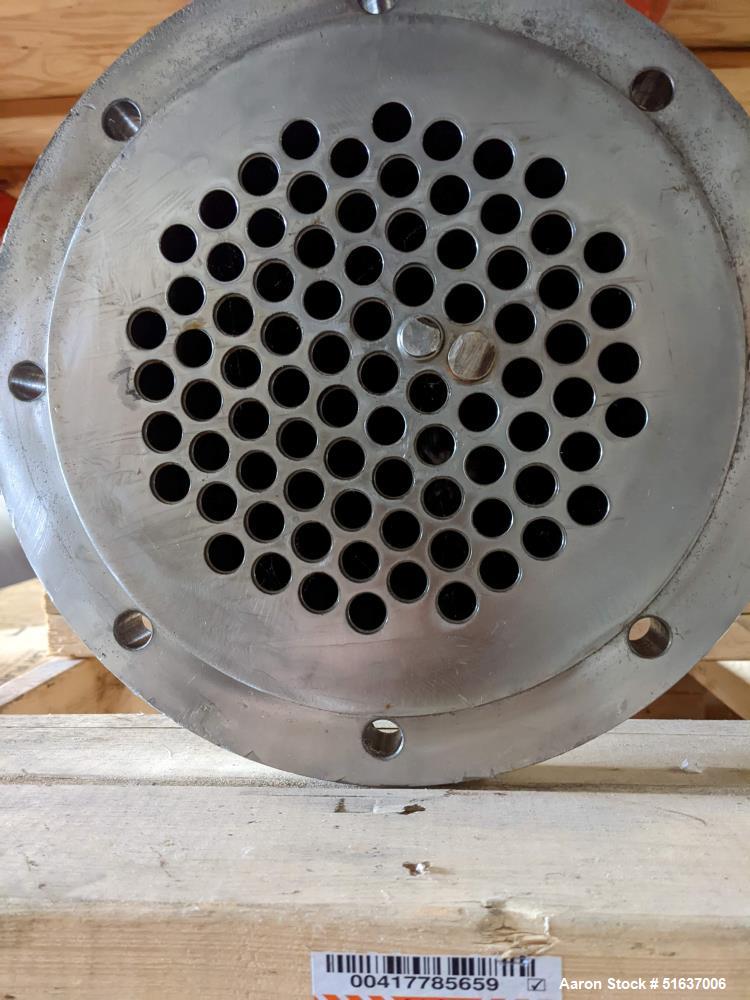 Used- Enerquip Shell & Tube Heat Exchanger, 304L Stainless Steel, Vertical. Approximate 89 square feet. 304L Stainless steel...