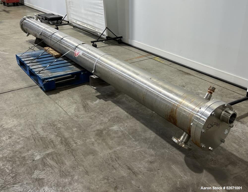 Used- Enerquip Shell & Tube Heat Exchanger, Horizontal, 304L Stainless Steel. Approximate 252 square feet. (92) 3/4" diamete...