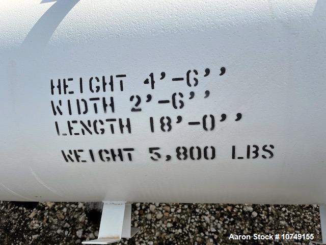 Used Fabsco 284 Square Foot Horizontal Shell and Tube Heat Exchanger. Duplex 2205 stainless steel tubes rated 150 psi at 32 to 150 degrees F, 14' Tube length, 3/4'' tube diameter. 21'' Shell diameter...