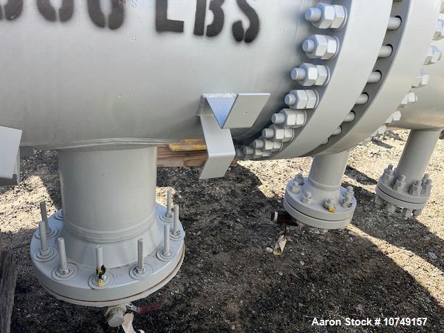 Used Fabsco Horizontal 284 sq. ft. Shell and Tube Heat Exchanger. Duplex 2205 stainless steel tubes rated 150 psi at 32 to 150 degrees F, 14' Tube length. Carbon steel head. Carbon Steel shell rated ...