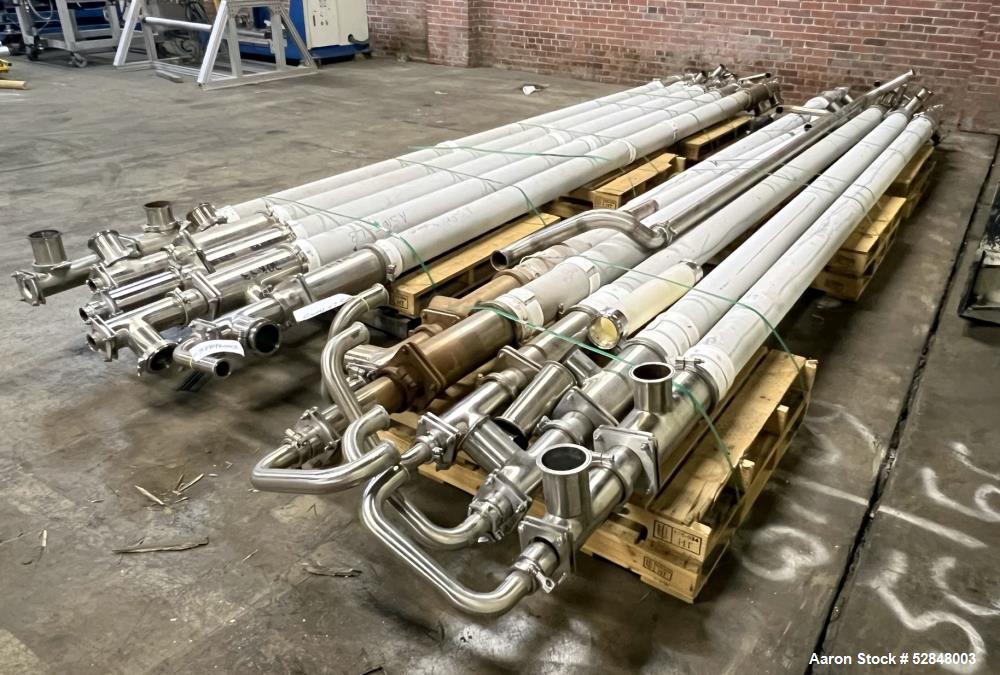 Used Feldmeier 6" x 4" x 2" Triple Tube Heater System with Hot Water Circulating Unit. Last used on citrus pulp for 20,000 lb/hr. (10) Approximate 6" diameter x 207" long tubes. 4" Product Inlet / Ou...