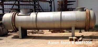 Used Gaston County Dyeing Machine Multiple Pass Shell and Tube Heat Exchanger. Approximate 4550 square feet, horizontal. 304L stainless steel shell rated 25psi/full vacuum at -20 to 250 degrees F. (1...