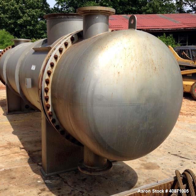 Used Gaston County Dyeing Machine Multiple Pass Shell and Tube Heat Exchanger. Approximate 4550 square feet, horizontal. 304L stainless steel shell rated 25psi/full vacuum at -20 to 250 degrees F. (1...
