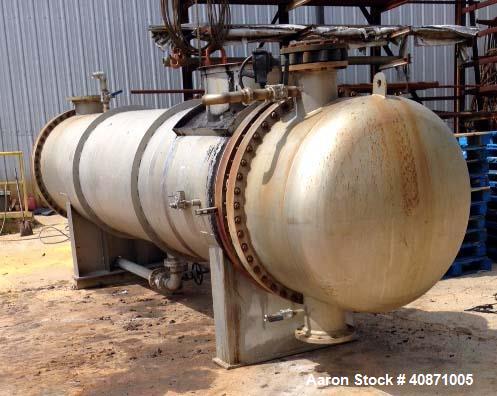 Used Gaston County Dyeing Machine Multiple Pass Shell and Tube Heat Exchanger. Approximate 4550 square feet, horizontal. 304L stainless steel shell rated 25psi/full vacuum at -20 to 250 degrees F. (1...
