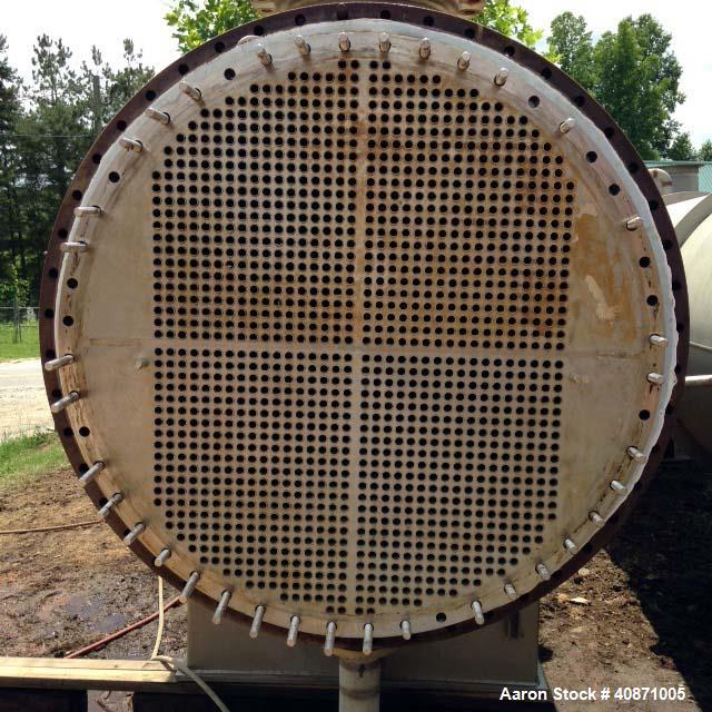Used Gaston County Dyeing Machine Multiple Pass Shell and Tube Heat Exchanger. Approximate 4550 square feet, horizontal. 304L stainless steel shell rated 25psi/full vacuum at -20 to 250 degrees F. (1...