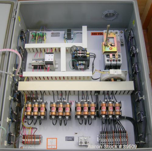 USED: Gaumer electrically heated circulation heater, 133 kW, 304 stainless steel, horizontal. Stainless shell rated 150 psi at 350 deg F. (12) Elements approximately 78" long. Flanged inlets/outlets,...