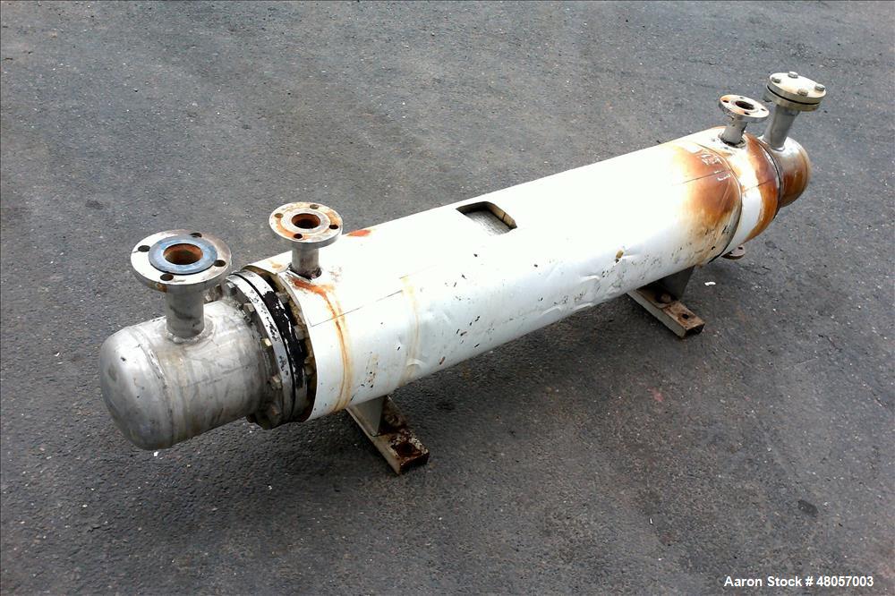 Used Gold-Bar Engineering Ltd. Shell & Tube Heat Exchanger, Stainless Steel, Horizontal. Approximate heating area 52 Square feet (4.9 m2). Tubes rated -1/6 kg/cm2 (-14/85 psi) at 100 degrees C (212 d...