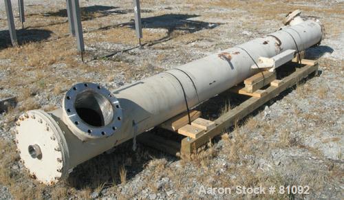 USED: Graham single pass shell and tube heat exchanger, 611 square feet, vertical. Carbon steel shell rated FV/20 psi at 150 deg F, (208) 3/4" diameter x 15' long 316 stainless steel tubes rated 75 p...