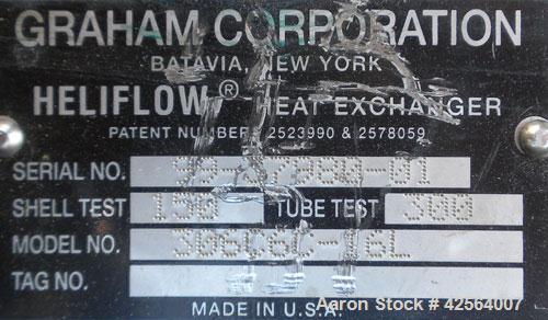 Used- Stainless Steel Graham Heliflow Heat Exchanger, model 30GC6C-16L, approximately 30 square feet