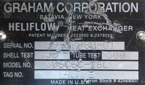Used Stainless Steel Graham Heliflow Heat Exchanger, model 30GC6C-16L, approximately 30 square feet