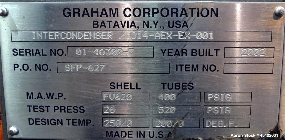 Unused- Graham Corporation Multi-Pass Shell & Tube Heat Exchanger