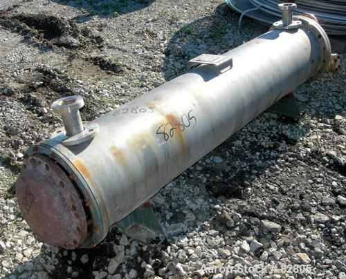 USED: Halberg Six Pass Shell and Tube Heat Exchanger, 157 square feet, horizontal. 2205 stainless steel shell rated 6 bar (87 psi). (200) 1/2" diameter x 6' long 304 stainless steel tubes rated 10 ba...