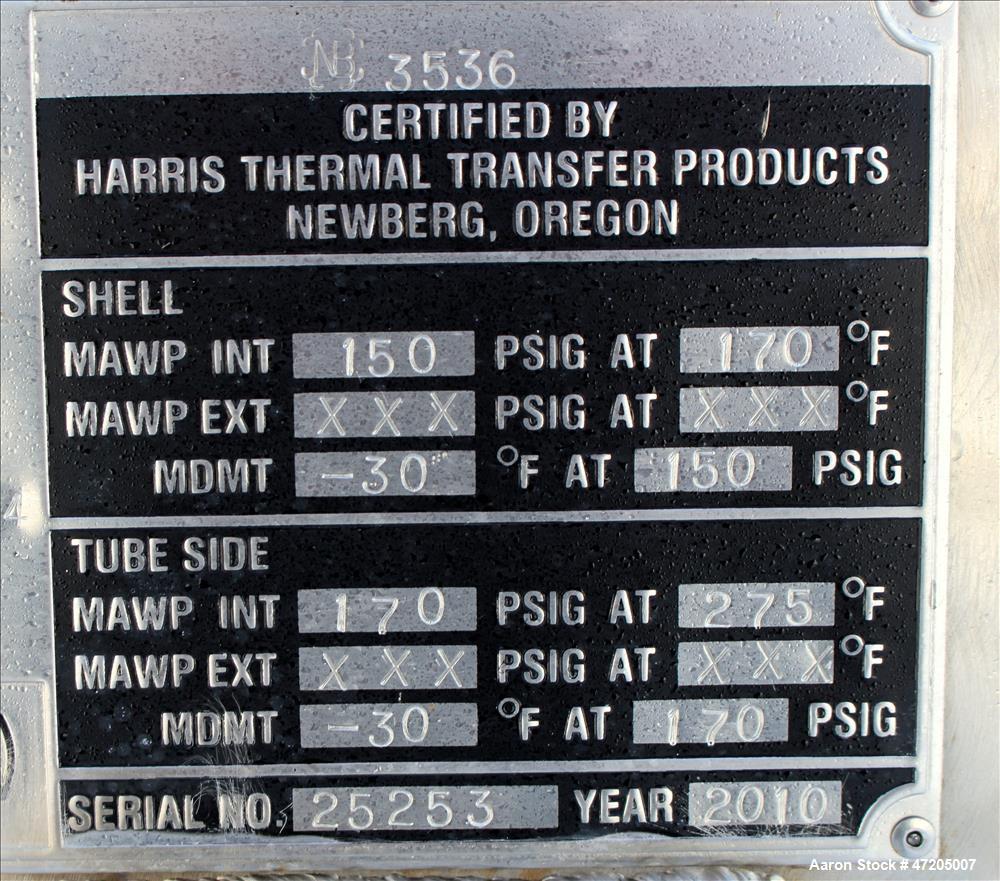 Unused- Harris Thermal Transfer Products 2 Pass Shell & Tube Heat Exchanger, Approximate 8,391 Square Foot, Type BEM, Size 56.3-20, Horizontal. Carbon steel shell rated 150 psi at -30 to 170 degrees ...