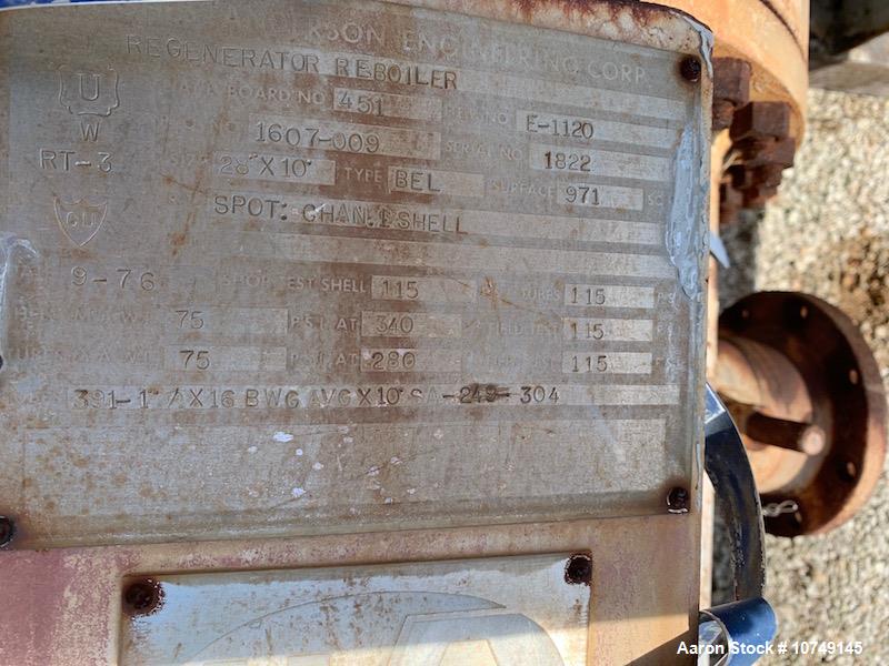 Used – Hughes Anderson 971 sq. ft. Vertical Shell & Tube Heat Exchanger – Carbon Steel Shell, 304 SS Tubes