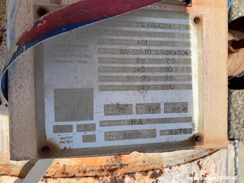 Used – Hughes Anderson 971 sq. ft. Vertical Shell & Tube Heat Exchanger – Carbon Steel Shell, 304 SS Tubes
