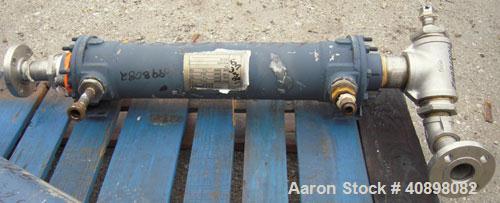 Used ITT Standard Single Pass Shell And Tube Heat Exchanger, 19 square feet, Part# 5-162-05-024-024, Horizontal. 316 stainless steel shell rated 225 psi at 450 deg.f., and –20 deg.f. at 225 psi. (80)...