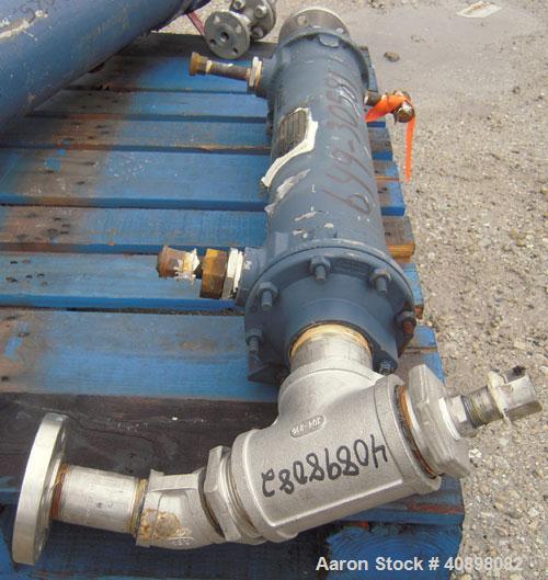 Used ITT Standard Single Pass Shell And Tube Heat Exchanger, 19 square feet, Part# 5-162-05-024-024, Horizontal. 316 stainless steel shell rated 225 psi at 450 deg.f., and –20 deg.f. at 225 psi. (80)...