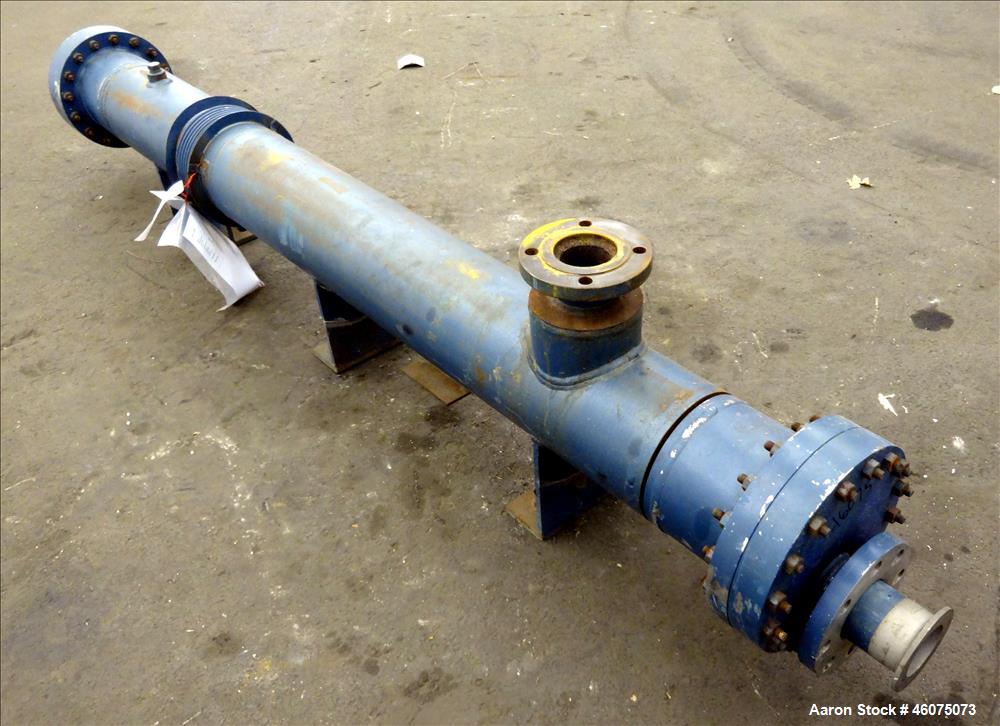 Used ITT Industries Shell & Tube Heat Exchanger, Approximate 124 Square Feet, Horizontal. Carbon steel shell rated 100 psi at -20 to 375 degrees F. (200) 3/8" Diameter x approximate 78" long 316 Stai...