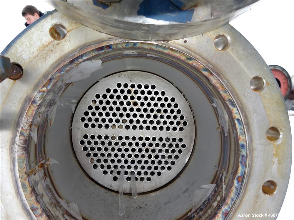 Used ITT Industries Shell & Tube Heat Exchanger, Approximate 124 Square Feet, Horizontal. Carbon steel shell rated 100 psi at -20 to 375 degrees F. (200) 3/8" Diameter x approximate 78" long 316L sta...