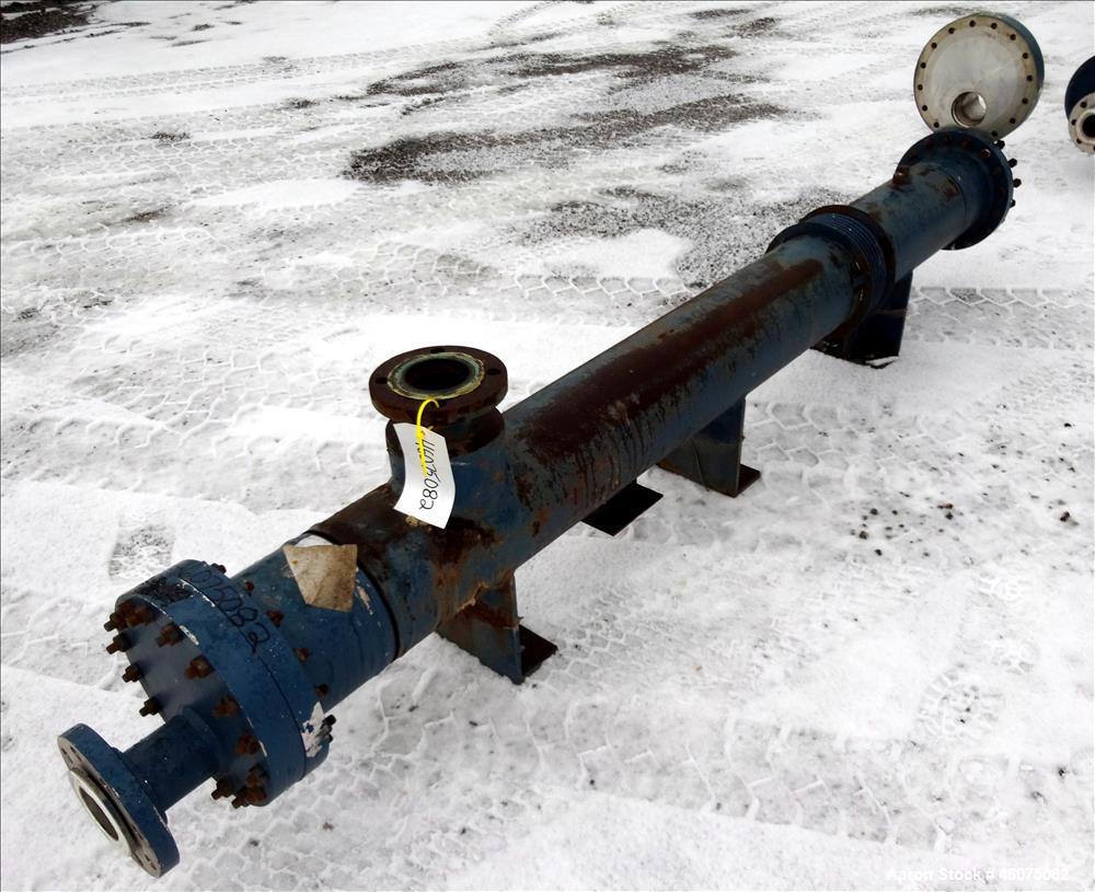 Used ITT Industries Shell & Tube Heat Exchanger, Approximate 124 Square Feet, Horizontal. Carbon steel shell rated 100 psi at -20 to 375 degrees F. (200) 3/8" Diameter x approximate 78" long 316 Stai...