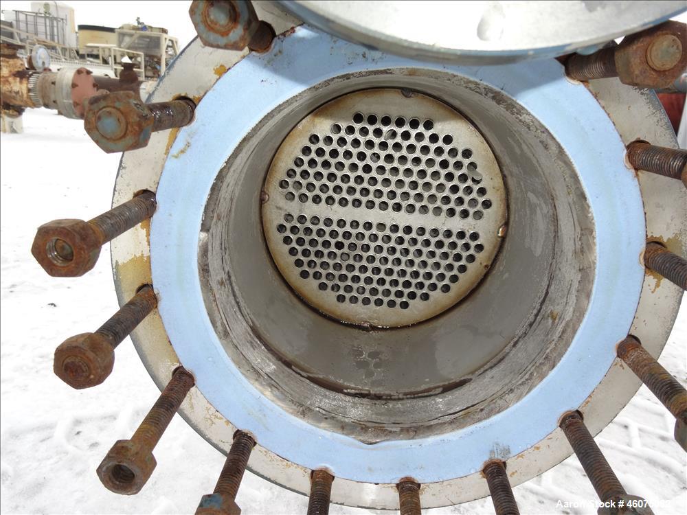 Used ITT Industries Shell & Tube Heat Exchanger, Approximate 124 Square Feet, Horizontal. Carbon steel shell rated 100 psi at -20 to 375 degrees F. (200) 3/8" Diameter x approximate 78" long 316 Stai...