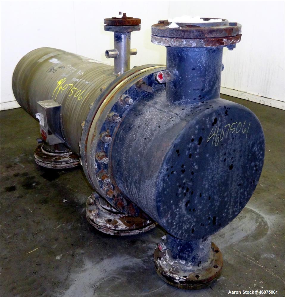 Used J.F.D. Tube & Coil Products U Tube Shell & Tube Heat Exchanger, Approximate 454 Square Feet, Horizontal. SB-434-825 Incoloy 825 shell rated 75 psi at 350 degrees F, (232) 3/4" diameter x 60" lon...