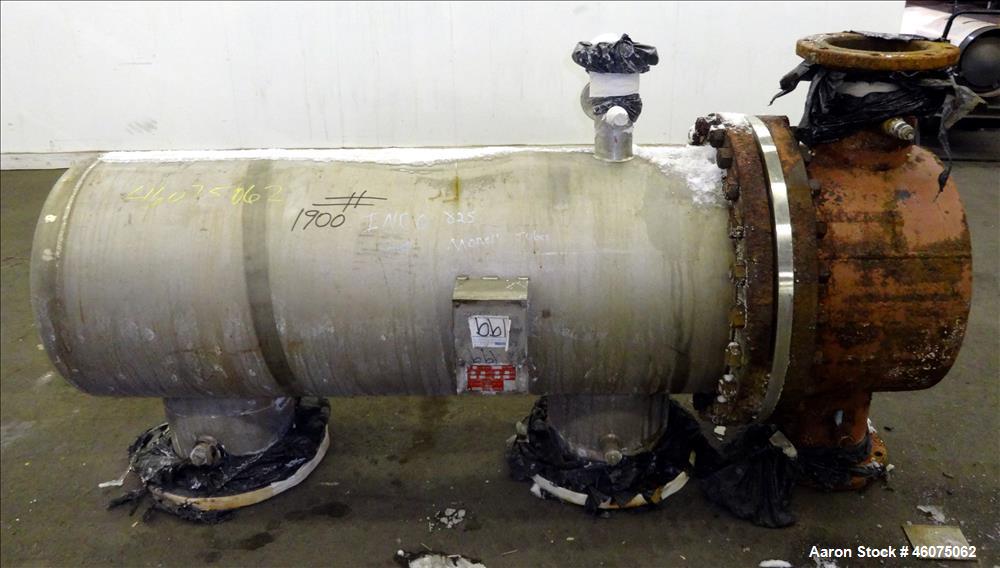 Used J.F.D. Tube & Coil Products U Tube Shell & Tube Heat Exchanger, Approximate 454 Square Feet, Horizontal. SB-434-825 Incoloy 825 shell rated 75 psi at 350 degrees F, (232) 3/4" diameter x 60" lon...