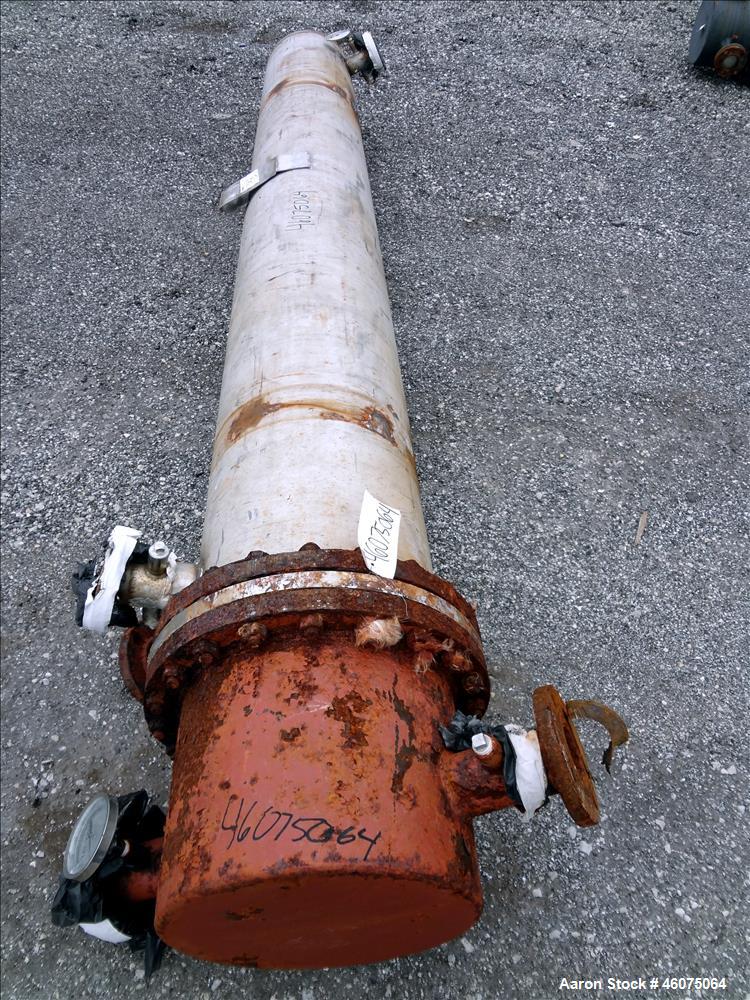 Used J.F.D. Tube & Coil Products U Tube Shell & Tube Heat Exchanger, Approximate 597 Square Feet, Horizontal. 316L Stainless steel shell rated 75 psi at 350 degrees F, (127) 3/4" diameter x 144" long...