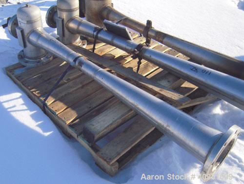 Used Jet-Vac Steam Jet Booster, size 6" x 6", 316 stainless steel. Approximately 56 3/4" long tube. Rated 90 psi. 6" x 6" inlet/outlet. Load 163.5#/hr air, suction 15mm HgA, discharge 101.6mm HgA, mo...