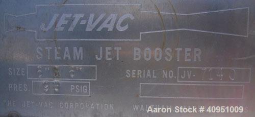 Used- Jet-Vac Steam Jet Booster, size 6" x 6", 316 stainless steel. Approximately 56 3/4" long tube. Rated 90 psi. 6" x 6" i...