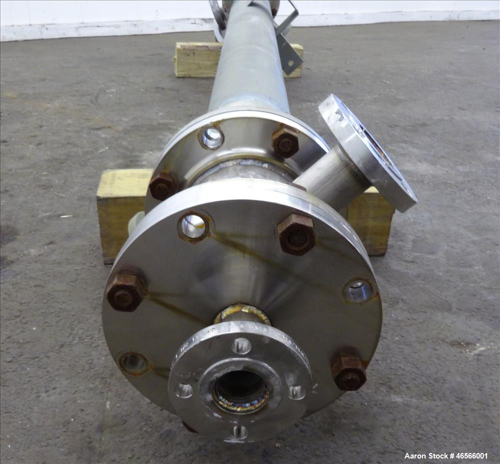 Used Johansing Iron Works Shell & Tube Heat Exchanger, Approximately 37 Square Feet, Vertical. Carbon steel shell rated 150 psi at 170 degrees F. (24) 316L Stainless steel 3/4" diameter x 7'-10-3/8" ...